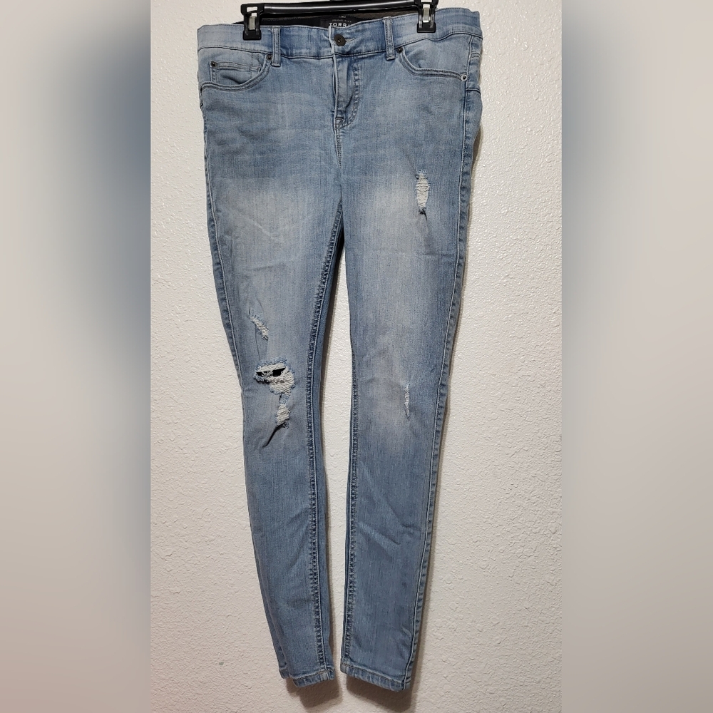 Torrid Light Blue Distressed Skinny Jeans